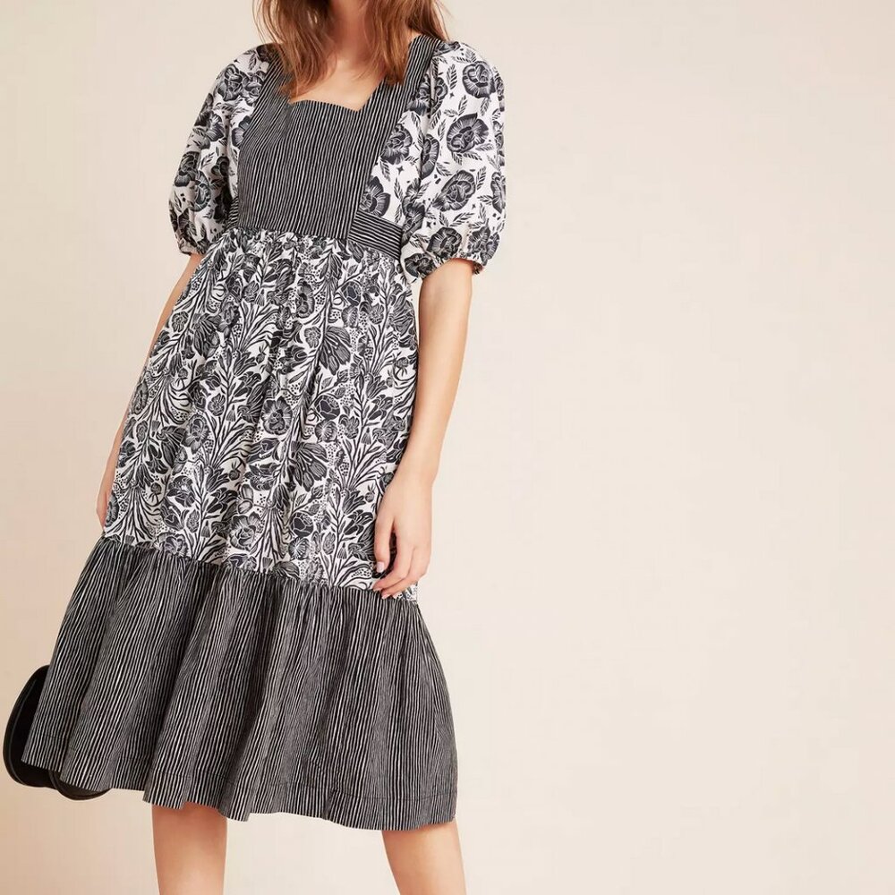 Anthropologie Adrienne Flounced Midi Dress